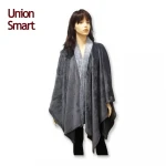 Wrap Shawl with Bunny Fur Border Economic and Reliable Tippet Flannel fleece wearable blanket with bunny fur border