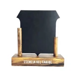 Writable Chalkboard Printing Blackboard Sign Holder Display Tabletop Wooden Base Menu Holder