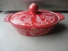 YT -decorative pattern ceramic tureen with lid stock