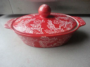 YT -decorative pattern ceramic tureen with lid stock