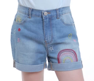 Girl's Denim Shorts With Embroider