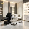 Full Electric Lifting Shampoo Chair Foot Pedal Control PU Leather Reclining Hair Washing Bed With Ceramic Basin For Bar