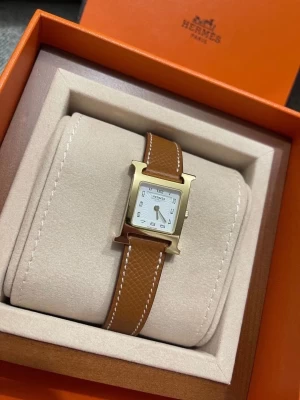 Hermes Stainless Epsom 21mm Heure H Hour Quartz Watch Gold ----1600Euro