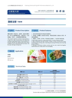 Thin walled injection molded polypropylene