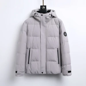 Gray down jacket with over 100 grams of 90% white duck down, exceptionally warm