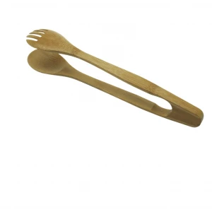 100% Compostable Biodegradable Wholesale Eco Friendly Disposable Wooden Bamboo Tong for Travel  restaurant and homeware