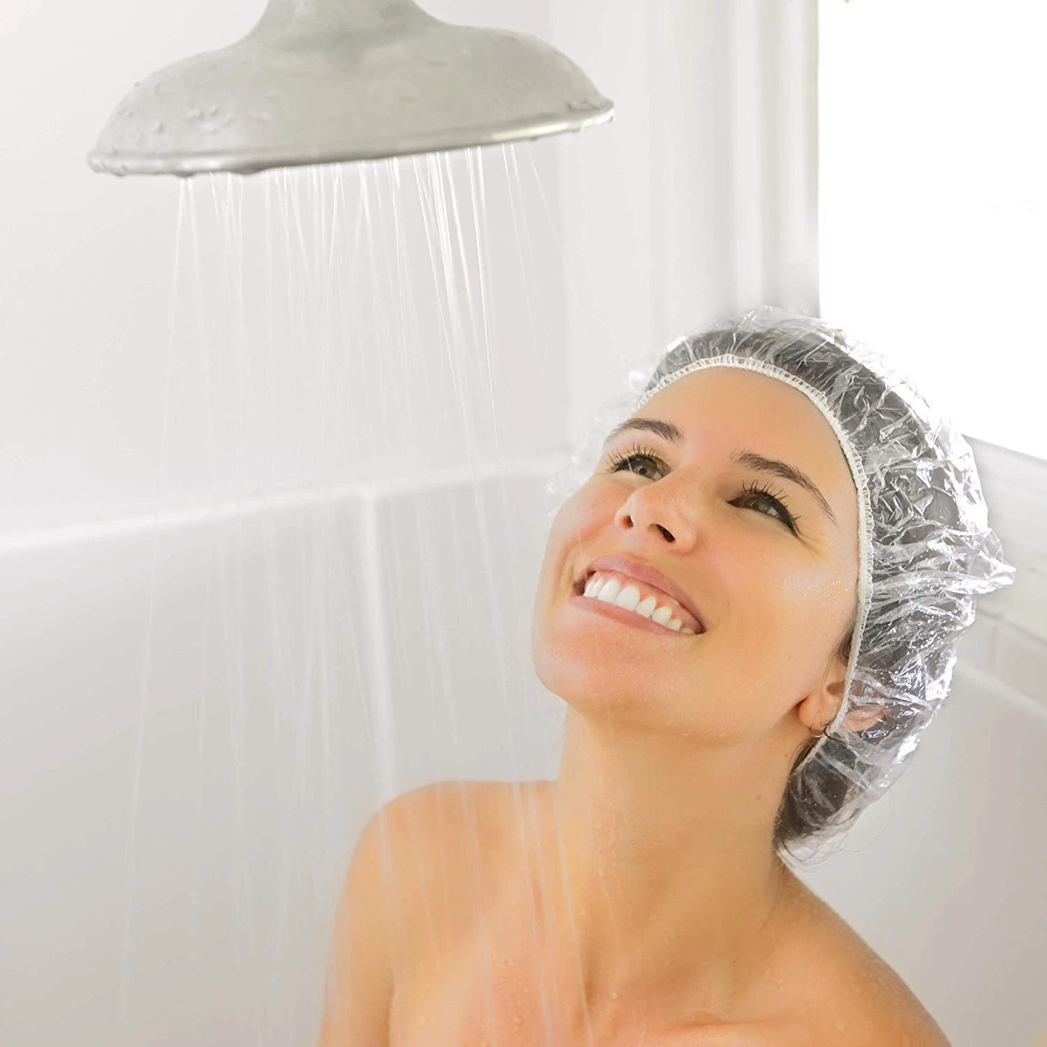 100 pcs Hair Processing Waterproof Plastic Disposable Clear Hair Shower Cap for Women Hair Spa Salon Hotel Travel
