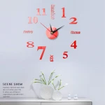 14 inch Modern Cheap Promotional 3D Mirror Acrylic Digital Wall Clock Diy