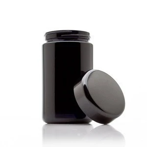 15ml 30ml 50ml 100ml 200ml 250ml dark violet wide mouth cream glass jar black cream glass jar with black plastic lid