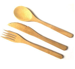 16 CM 3pcs/set Bamboo  Cutlery Set Fork Cutter Cutting Reusable Kitchen Tool reusable flatware set dinning t  CAN CUSTOMIZE LOGO