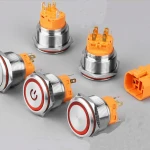 16mm Flat button on off switches metal momentary push button switch