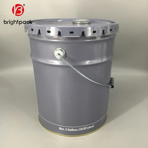 18.9 liter 5 gallon tin pail/barrel/bucket/drum/keg with Reike lid and metal handle By UN approval