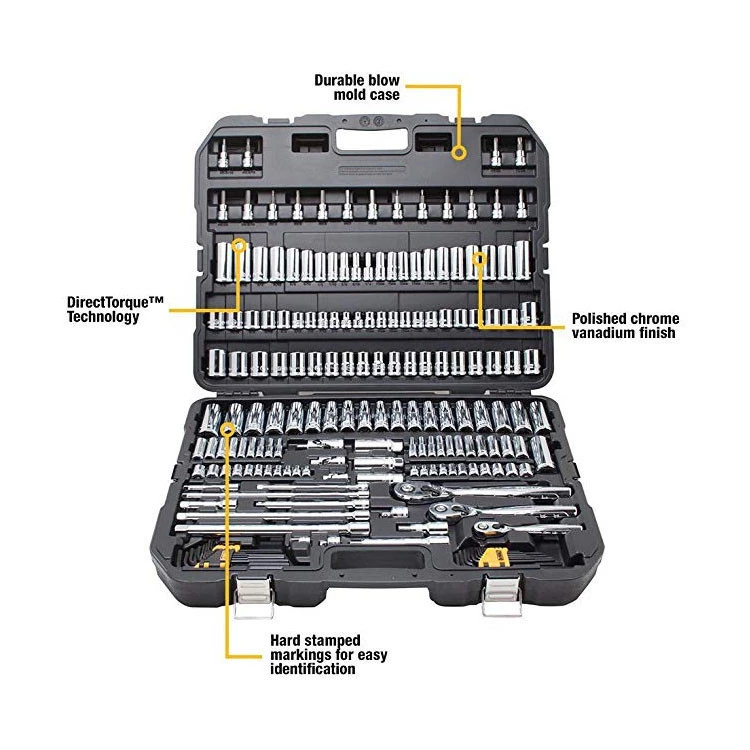 192pc 1/4, 3/8, 1/2 in. auto Mechanics tool set spanner  socket set wrench