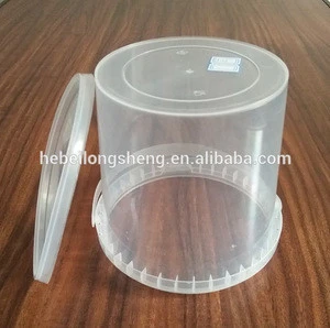 1L customized small clear round plastic pail and plastic product with lids