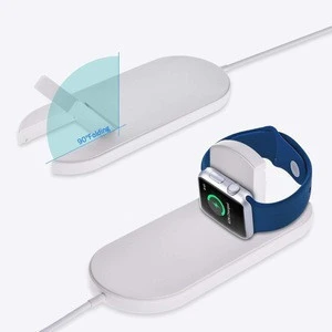 2 in 1 Ultra-thin Qi Wireless Charger Pad Compatible for Samsung /iPhone X/8/8 Plus and Apple Watch Series 2/3