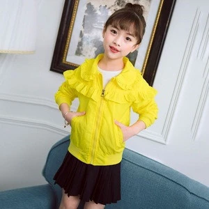 2018 Hot Sale Custom Knitted Girls Children Jackets Coat with Cartoon Print on Back With Low Price