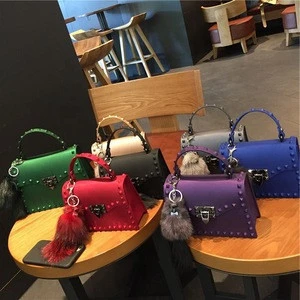 2020 Best Selling Fashion Ladies Colorful PVC Jelly Luxury Purse And Handbags Rivet Handbag Tote Bags For Women