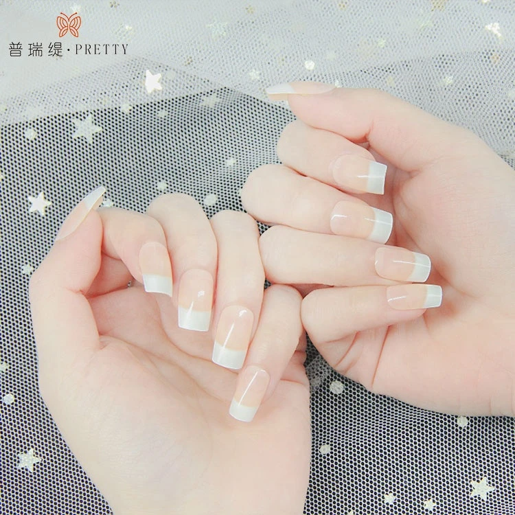 2020 Jelly Gel Coffin Ballerina French Artificial Nail Finger Press On Nails False For Free Glue Sticker