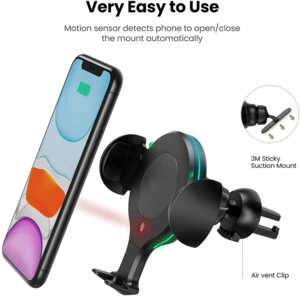 2020 New Arrival Mobile Accessories Portable Air Vent Mount Smart Wireless Charger Car Phone Holder