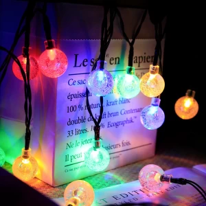 2021 Newest Outdoor Fairy LED Bubble Crystal Ball Christmas Decorative Lighting 50 Leds Solar Led Fairy String Lights Solar