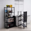 2021Multilayer carbon steel utility black home kitchen study organizer tool metal large storage shelf 5-layer bookshelf.