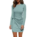 2022 Autumn And Winter New Casual Knotted Long Sleeve Cotton Dress Xl Womens Dresses Women Best Selling Monsoon