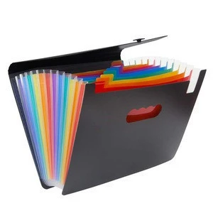 24 Pocket Expanding File Folder with Cover - Rubber Band Large Plastic Rainbow Expandable File Organizer Self Standing Accordion