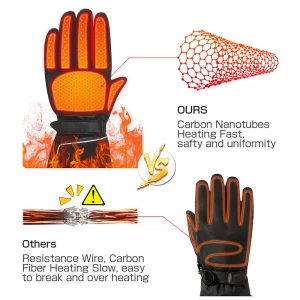 2400mA Rechargeable Electric Heated Gloves with Touch Screen Leather Gloves for Motorcycle Riding Ski Hunting