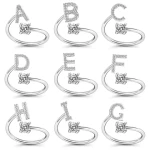 26 Letter Ring Set European and American Zircon Open Rings Classic Sterling Silver Jewelry for Ladies for Engagement Wedding