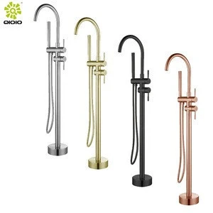 304 stainless steel mounted Free Standing Bath Shower Mixer bathroom upc floor stand bathtub faucet