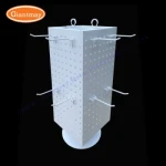 4 Sides Powder Coated Rotating Exhibition Accessories Table Counter Top Pegboard Metal Display Stand with Hooks
