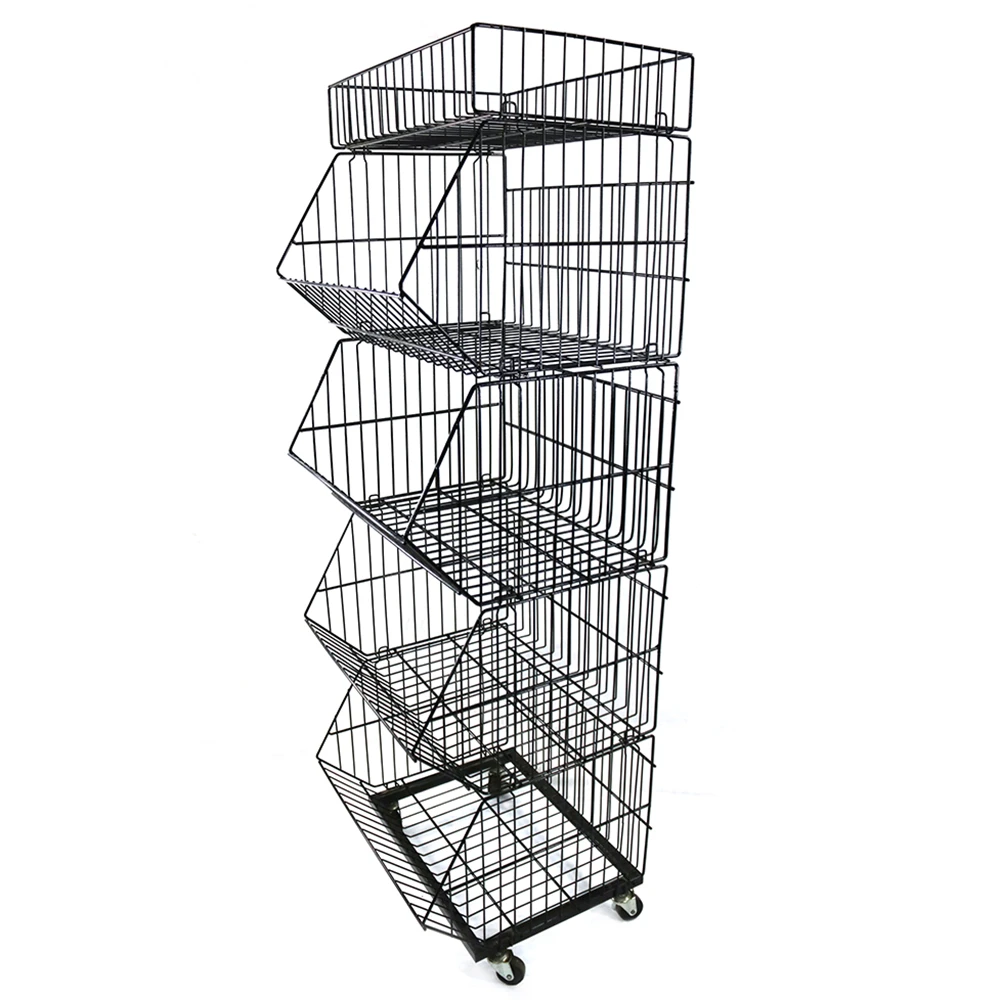 5 Tiers Floor Metal Wire Display Rack for store candy Pushing Sale