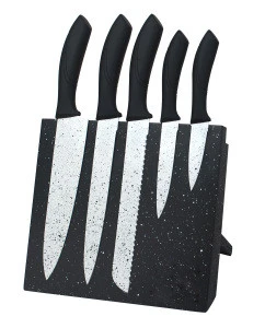 5Pcs  Stainless Steel Kitchen Knife Set with Magnetic Wooden Block Stand
