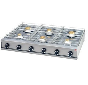 6 Burner Countertop Professional Gas Cooktop Range / Hob Thermocouple safety - Kitchen Cooker Equipment