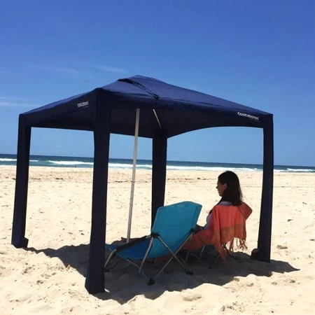 6ft Premium Canvas Beach Canopy Portable Aluminum Beach Shade Umbrella Cool Cabana