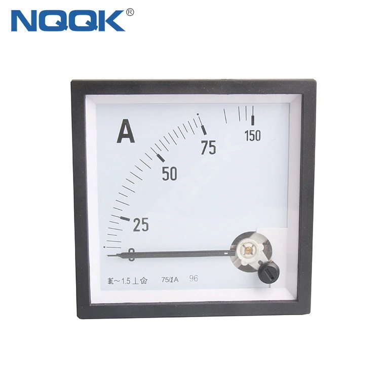 75/1A 1.5 96 mm square shape pointer type panel AC current meter moving iron ammeter