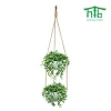 9 Inch Ceramic Hanging Planter Indoor Outdoor Modern Round Flower Plant Pot White Porcelain Hanging Basket with Polyester Rope