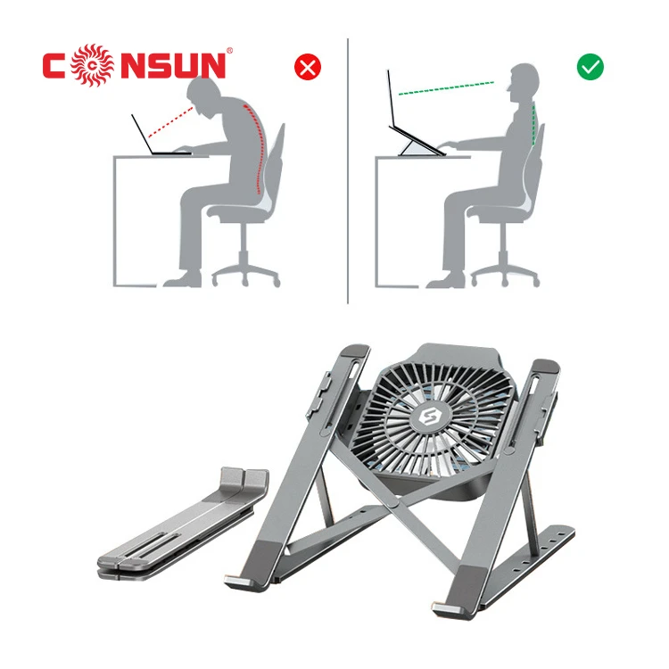 Adjustable Aluminum Alloy Laptop Desk/stand/table Vented Notebook Portable Laptop Stand With Cooling Fan