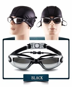 Adult swimming goggles mirrored with easy adjust strap Anti fog Anti UV antileak swim goggles with ear plug