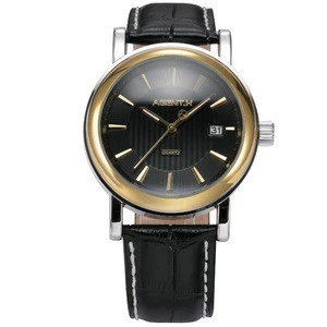 AGENT.X Fashion Mens Leather Strap Date Day Quartz Analog Sport Wrist Watch