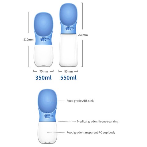 Aimitex New Upgrade Travel Dispenser 300ml/500ml Pet Water Bottle Portable Travel Dispenser Dog Water Bottle