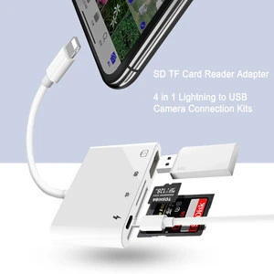 All in one Card reader for iPhone multiport4 in 1 USB SD/TF card reader for iPad/Pod