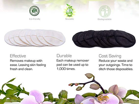 Amazon Hot Sale Reusable Cotton Bamboo Makeup Remover Pads Rounds Washable Cleaning Facial Organic Make up Remover pads