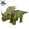 Amusement Park Coin Operated Animatronic Triceratops Kids Play Walking Dinosaur Rides