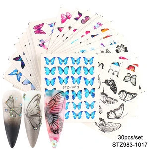 ANGNYA 3D Butterfly Nail Art Stickers Adhesive Sliders Colorful Nail Transfer Decals Foils Wraps Decorations