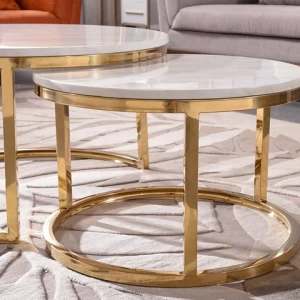 Artificial Stone Table modern  Stone Table Top Stainless steel Round Stone Table
