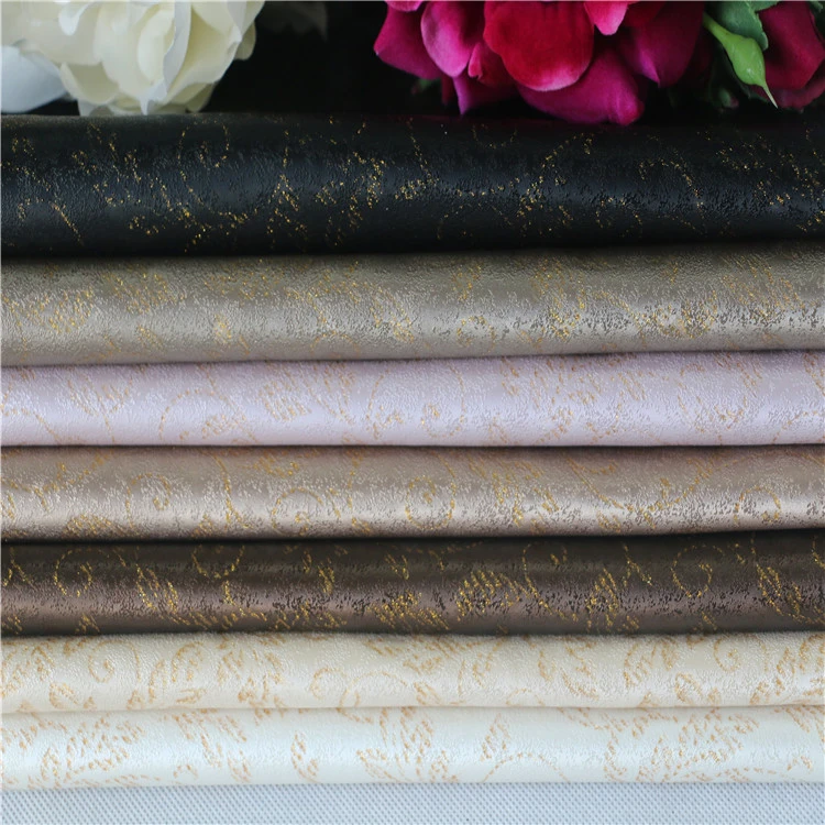 Attractive design Home decoration materials gold Glitter powder embossed leather