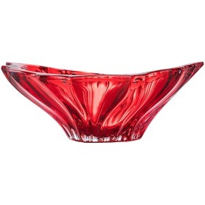 Aurum Crystal AU52050, 13&quot; Crystal Fruit Bowl, Plantica Red Glass Candy Vase