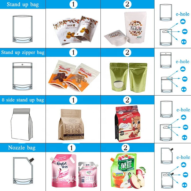 Automatic Stand up Zipper Bag Freeze Fish Dry Dried Fruit Vegetable Packing Machine
