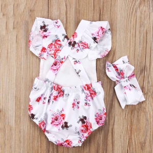 Baby Printing Romper Infant Floral Bodysuit Baby Girls Summer Fashion Clothing